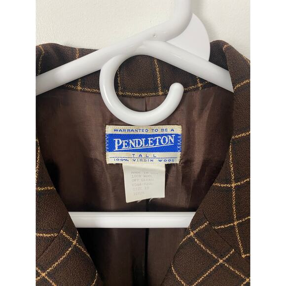 VTG 90s Pendleton wool plaid button up equestrian collared jacket coat 10-Tall - Picture 4 of 5